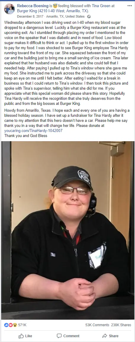 Burger King employee goes above and beyond to help customer