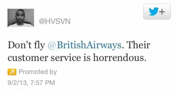 British airways tweet
